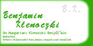 benjamin klenoczki business card